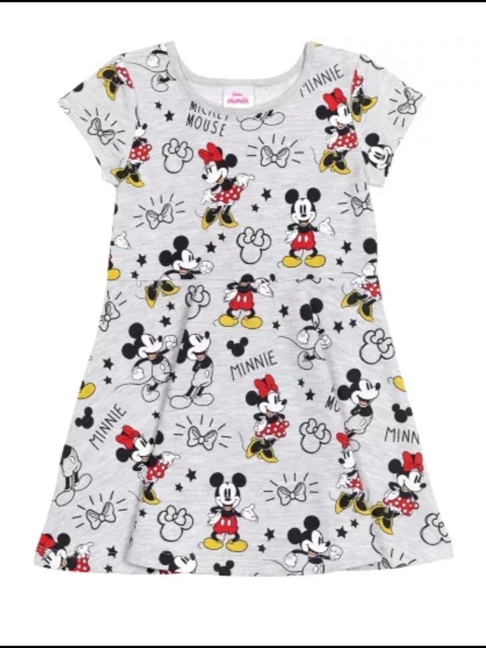 Disney Minnie & Mickey Grey Dress with Red Bows and Yellow Shoes